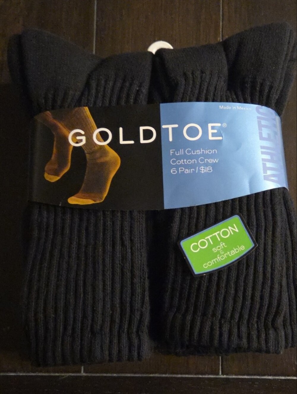 Gold Toe Black Athletic Cotton Crew Socks - 6 Pack
